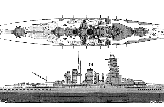 IJN Hiei ship - drawings, dimensions, figures
