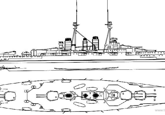Боевой корабль IJN Hiei (1914) - чертежи, габариты, рисунки