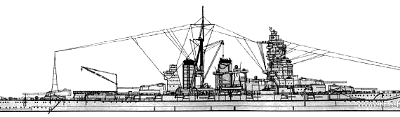 Боевой корабль IJN Hiei (1940) - чертежи, габариты, рисунки