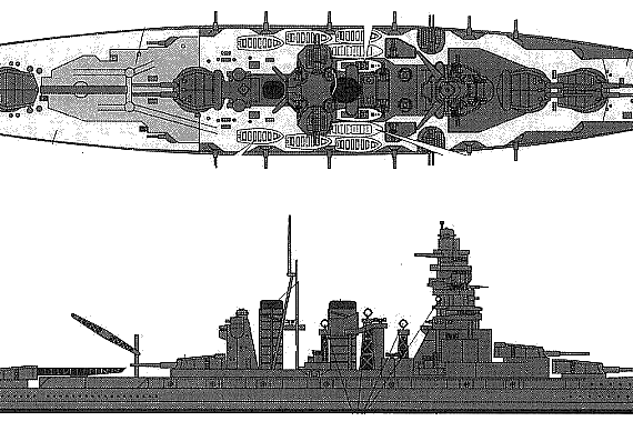 Корабль IJN Hiei (1941) - чертежи, габариты, рисунки