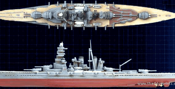 Корабль IJN Hiei (Battleship) - чертежи, габариты, рисунки