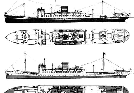 Корабль IJN Hikawamaru (Cargo Ship) - чертежи, габариты, рисунки