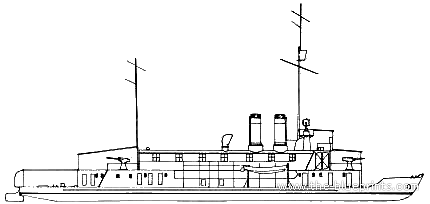 Корабль IJN Hira (Gun Boat) - чертежи, габариты, рисунки