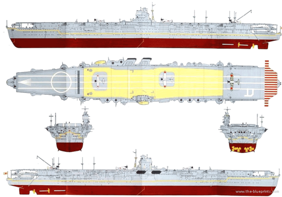 Корабль IJN Hiryu (Aircraft Carrier) - чертежи, габариты, рисунки