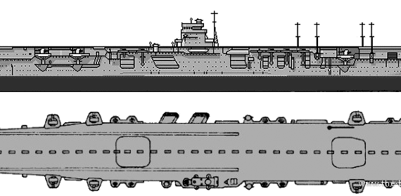 Авианосец IJN Hiryu (Aircraft Carrier) (1941) - чертежи, габариты, рисунки