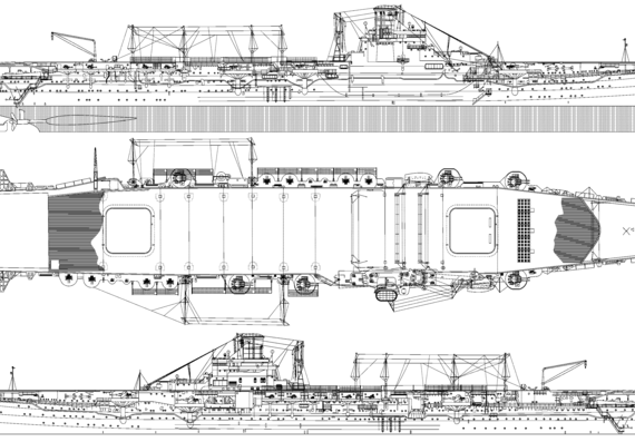 Авианосец IJN Hiyo 1942 (Aircraft Carrier) - чертежи, габариты, рисунки