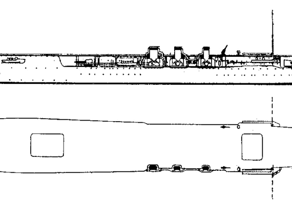 Авианосец IJN Hosho (Aircraft Carrier) - чертежи, габариты, рисунки