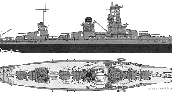 Корабль IJN Hyuga (Battleship) - чертежи, габариты, рисунки