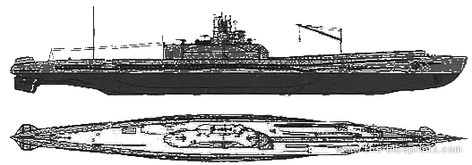 Подводная лодка IJN I-13 Submarine - чертежи, габариты, рисунки