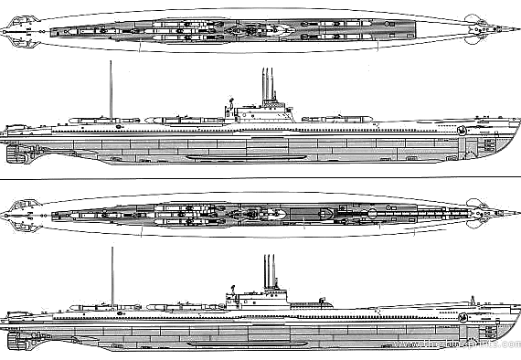 Submarine IJN I-37 (Submarine) -2 - drawings, dimensions, figures