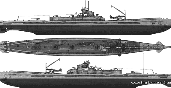 Подводная лодка IJN I-400 STO Class (Submarine) - чертежи, габариты, рисунки