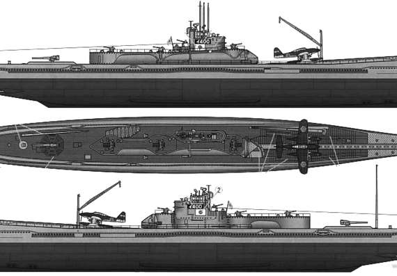 Подводная лодка IJN I-400 Submarine - чертежи, габариты, рисунки