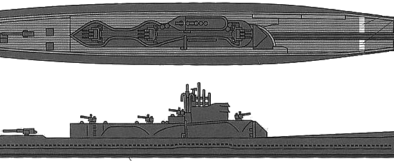 Ship IJN I-401 (Submarine) - drawings, dimensions, figures