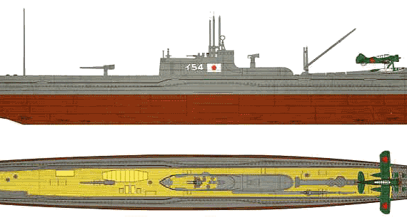 Submarine IJN I-54 (Submarine) - drawings, dimensions, figures