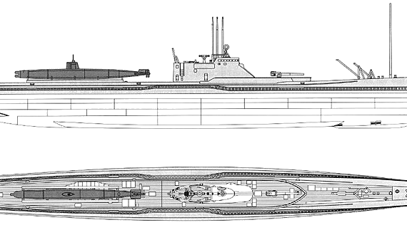 Корабль IJN IJN I-20 Hei (Cruiser Submarine) - чертежи, габариты, рисунки