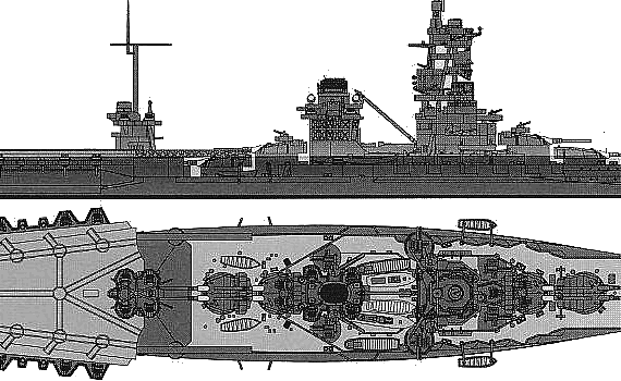 Боевой корабль IJN Ise (1945) - чертежи, габариты, рисунки