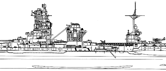 Боевой корабль IJN Ise (Battleship - чертежи, габариты, рисунки