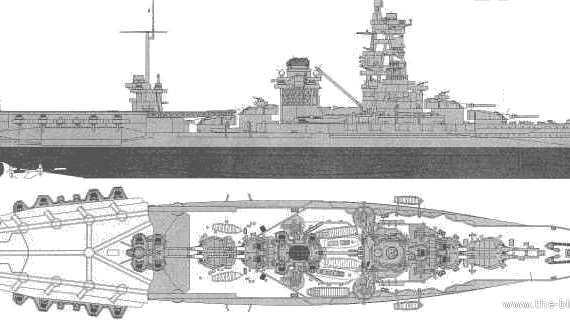 Боевой корабль IJN Ise (Battleship) - чертежи, габариты, рисунки