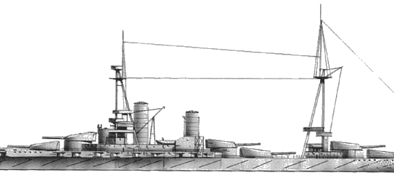 Боевой корабль IJN Ise (Battleship) (1915) - чертежи, габариты, рисунки