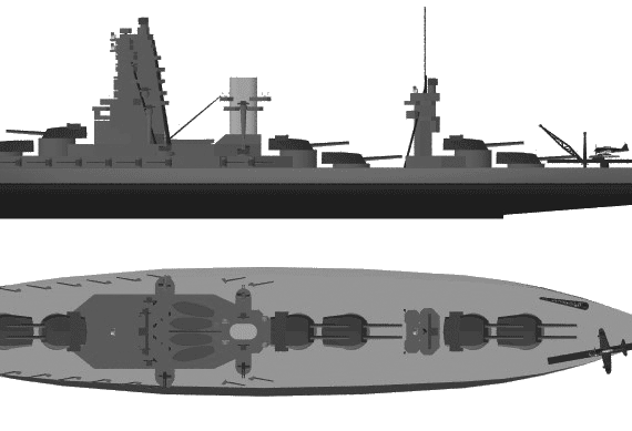 Боевой корабль IJN Ise (Battleship) (1935) - чертежи, габариты, рисунки