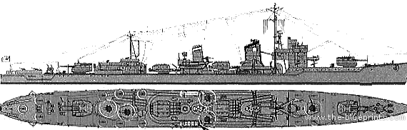 Эсминец IJN Isokaze (Destroyer) (1945) - чертежи, габариты, рисунки