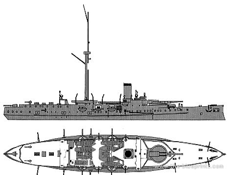 Крейсер IJN Itsukushima (Protected Cruiser) (1890) - чертежи, габариты, рисунки