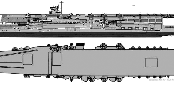 IJN Kaga ship - drawings, dimensions, figures