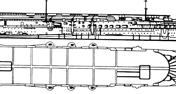 Боевой корабль IJN Kaga (1937) - чертежи, габариты, рисунки
