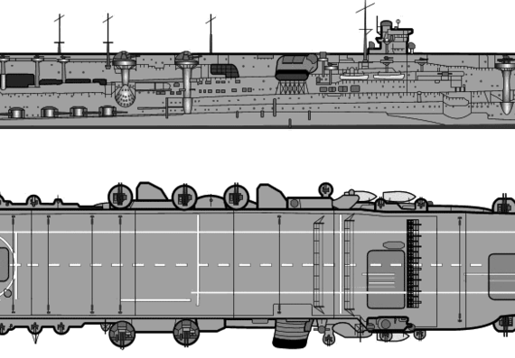 Боевой корабль IJN Kaga (1942) - чертежи, габариты, рисунки