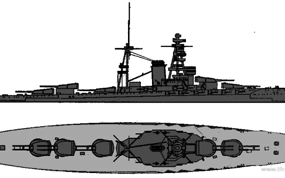 Корабль IJN Kaga (Battleship) (1922) - чертежи, габариты, рисунки