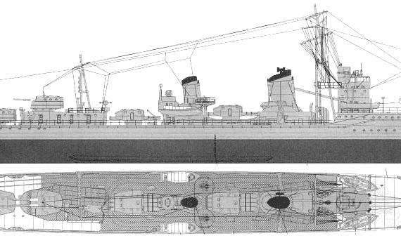Корабль IJN Kagero (Destroyer) (1941) - чертежи, габариты, рисунки