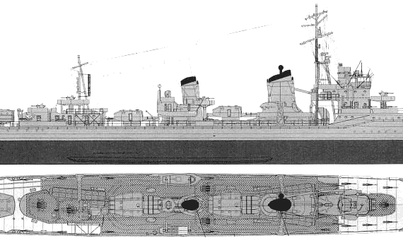 Эсминец IJN Kagero (Destroyer) (1945) - чертежи, габариты, рисунки