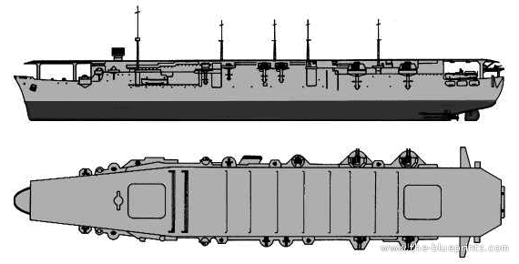 Aircraft carrier IJN Kaiyo (Escort Aircraft Carrier) - drawings, dimensions, pictures