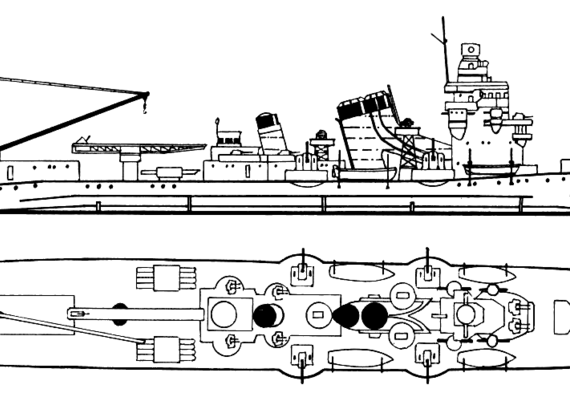 IJN Kako (Cruiser) warship (1939) - drawings, dimensions, pictures