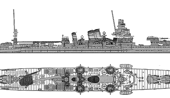 Крейсер IJN Kako (Heavy Cruiser) - чертежи, габариты, рисунки