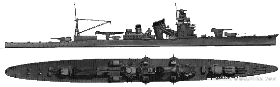 Крейсер IJN Kako (Heavy Cruiser) (1941) - чертежи, габариты, рисунки