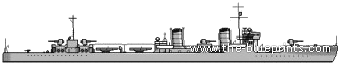 Эсминец IJN Kamikaze (Destroyer) - чертежи, габариты, рисунки