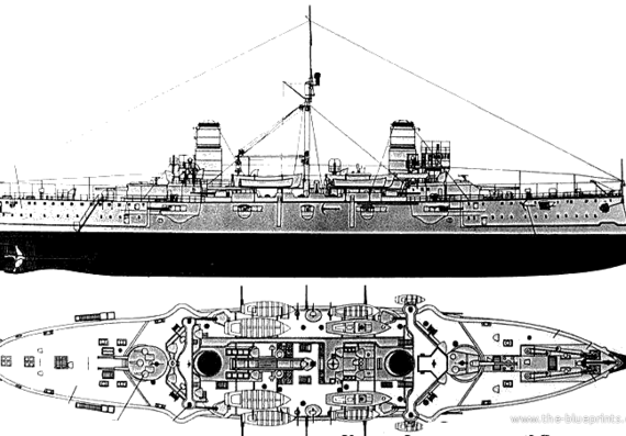 Cruiser IJN Kasuga (1904) - drawings, dimensions, pictures