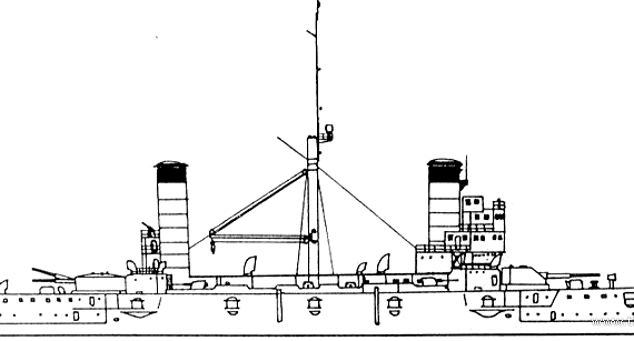 Корабль IJN Kasuga (Armoured Cruiser) (1938) - чертежи, габариты, рисунки