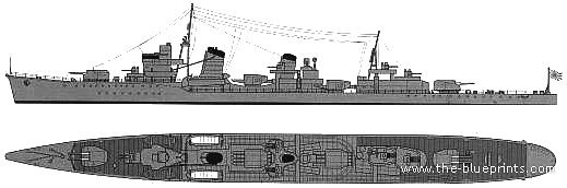 Эсминец IJN Kasumi (Destroyer) - чертежи, габариты, рисунки
