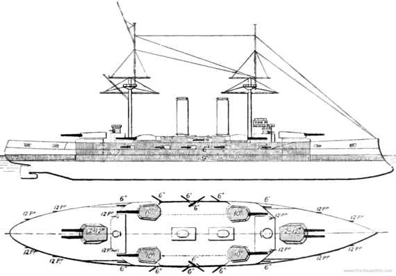 Боевой корабль IJN Katori (Battleship) (1915) - чертежи, габариты, рисунки
