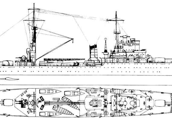 Боевой корабль IJN Katori (Cruiser) - чертежи, габариты, рисунки