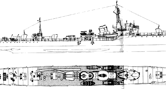 Корабль IJN Kiji (Torpedo Boat) (1941) - чертежи, габариты, рисунки