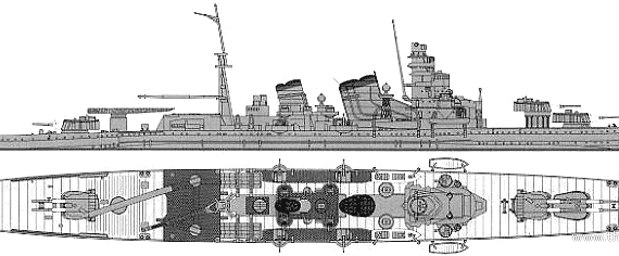 IJN Kinugasa (Heavy Cruiser) - drawings, dimensions, pictures