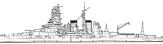 Боевой корабль IJN Kirisima (1937) - чертежи, габариты, рисунки