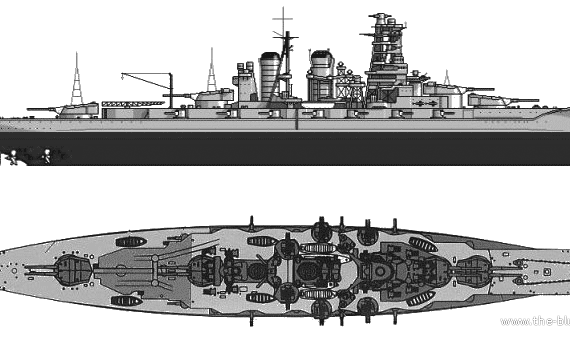 Боевой корабль IJN Kongo - чертежи, габариты, рисунки