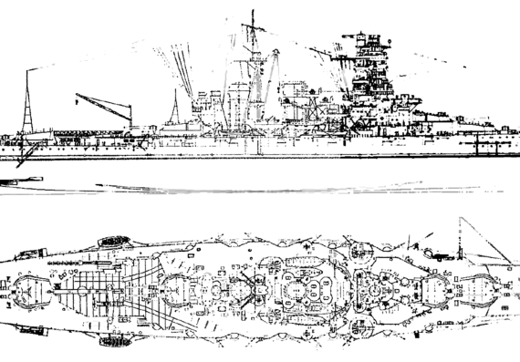 Боевой корабль IJN Kongo 1937 (Battleship) - чертежи, габариты, рисунки