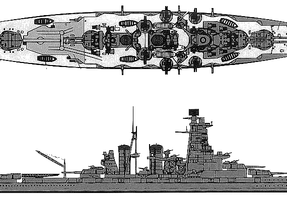 Боевой корабль IJN Kongo (1941) - чертежи, габариты, рисунки