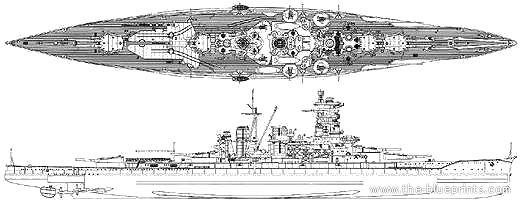 Боевой корабль IJN Kongo (1944) - чертежи, габариты, рисунки