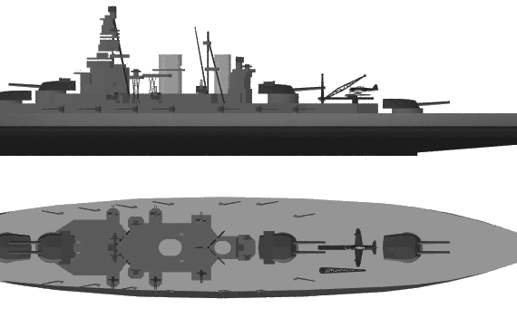 Боевой корабль IJN Kongo (Battleship) (1935) - чертежи, габариты, рисунки